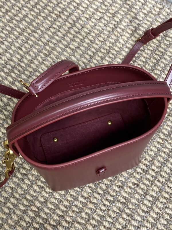 LE 37 MINI BUCKET BAG 15 IN BURGUNDY RED CALFSKIN GOLD HARDWARE