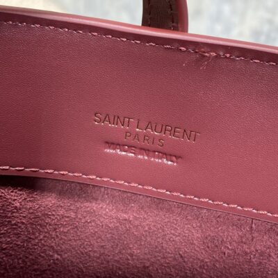 LE 37 MINI BUCKET BAG 15 IN BURGUNDY RED CALFSKIN GOLD HARDWARE