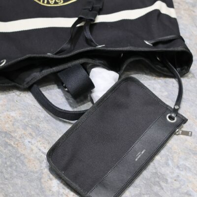RIVE GAUCHE BACKPACK 49 IN BLACK MIX WHITE CANVAS