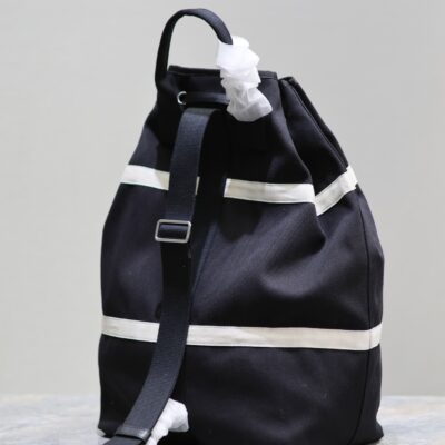 RIVE GAUCHE BACKPACK 49 IN BLACK MIX WHITE CANVAS