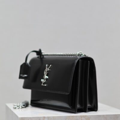img_c8ebba50_20240326_i1711444518_4754_6_jpg YSL 25S SUNSET MEDIUM 22 IN BLACK SHINY CALFSKIN SILVER HARDWRE