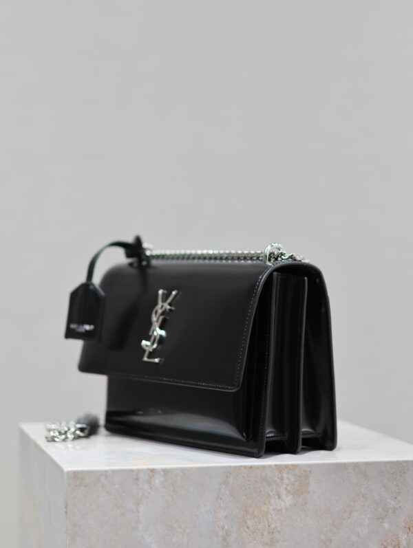 img_c8ebba50_20240326_i1711444518_4754_6_jpg YSL 25S SUNSET MEDIUM 22 IN BLACK SHINY CALFSKIN SILVER HARDWRE