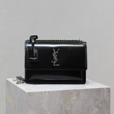 img_c8ebba50_20240326_i1711444518_8341_5_jpg YSL 25S SUNSET MEDIUM 22 IN BLACK SHINY CALFSKIN SILVER HARDWRE