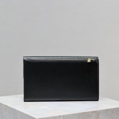 UPTOWN WALLET 21 IN BLACK CALFSKIN GOLD LOGO