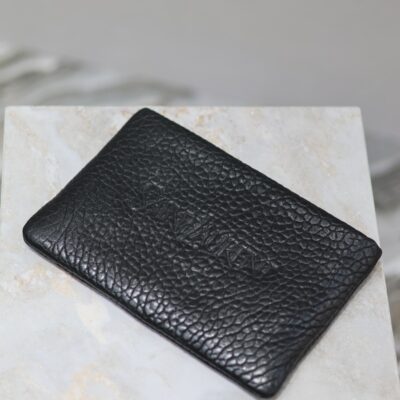 POUCH WITH ELEPHANT TEXTURE 23 IN BLACK LAMBSKIN LOGO EMBOSSED