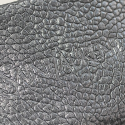 POUCH WITH ELEPHANT TEXTURE 23 IN BLACK LAMBSKIN LOGO EMBOSSED