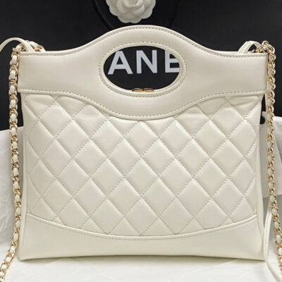 CC MINI 23 SHOPPING BAG IN WHITE CALFSKIN
