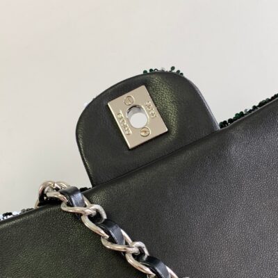 CHANEL 25S FLAP BAG 25 CM IN WHITE MIX BLACK SEQUINS
