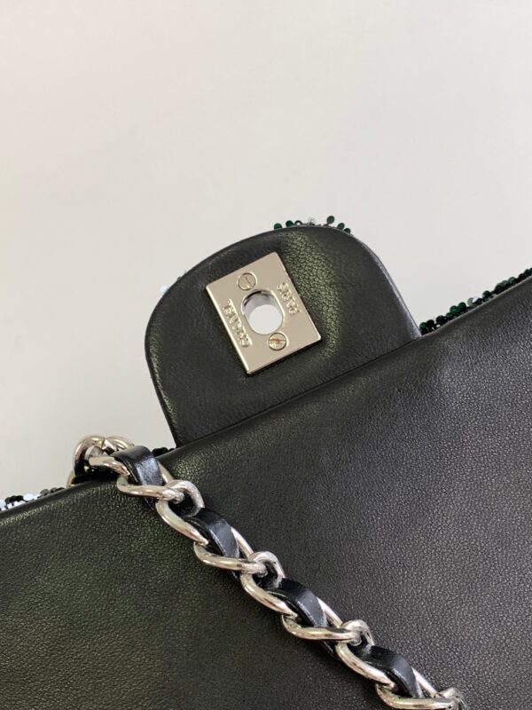 CHANEL 25S FLAP BAG 25 CM IN WHITE MIX BLACK SEQUINS