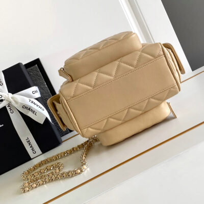 CHANEL 25S CAMERA BAG 23 IN BEIGE LAMBSKIN WITH GOLD HARDWARE