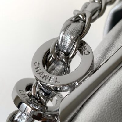 CHANEL 25S HOBO BAG 40 CM IN SILVER SMOOTH CALFSKIN