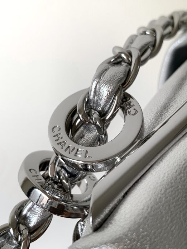 CHANEL 25S HOBO BAG 40 CM IN SILVER SMOOTH CALFSKIN