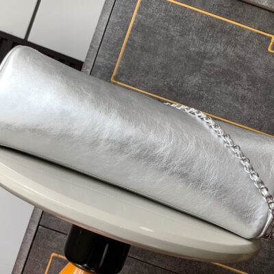 CHANEL 25S HOBO BAG 40 CM IN SILVER SMOOTH CALFSKIN