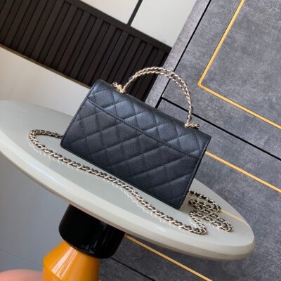 CHANEL 25S KELLY BAG 18 IN BLACK CAVIAR LEATHER WITH GOLD HARDWARE
