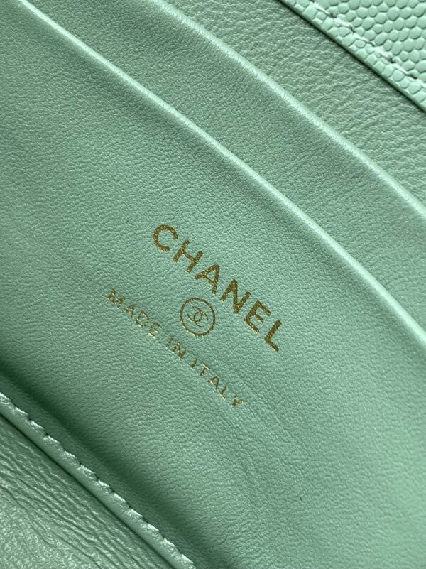 CHANEL 25S KELLY BAG 18 IN LIGHT GREEN CAVIAR LEATHER WITH GOLD HARDWARE