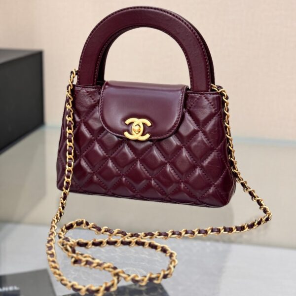CHANEL 25S KELLY 19 CM IN WINE RED LAMBSKIN WITH GOLD HARDWARE