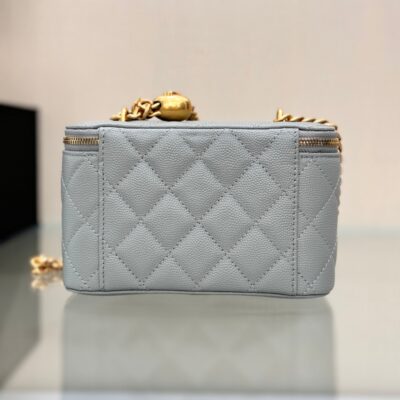 CHANEL 25S MINI VANITY BAG 16 CM IN GREY LAMBSKIN WITH GOLD HARDWARE
