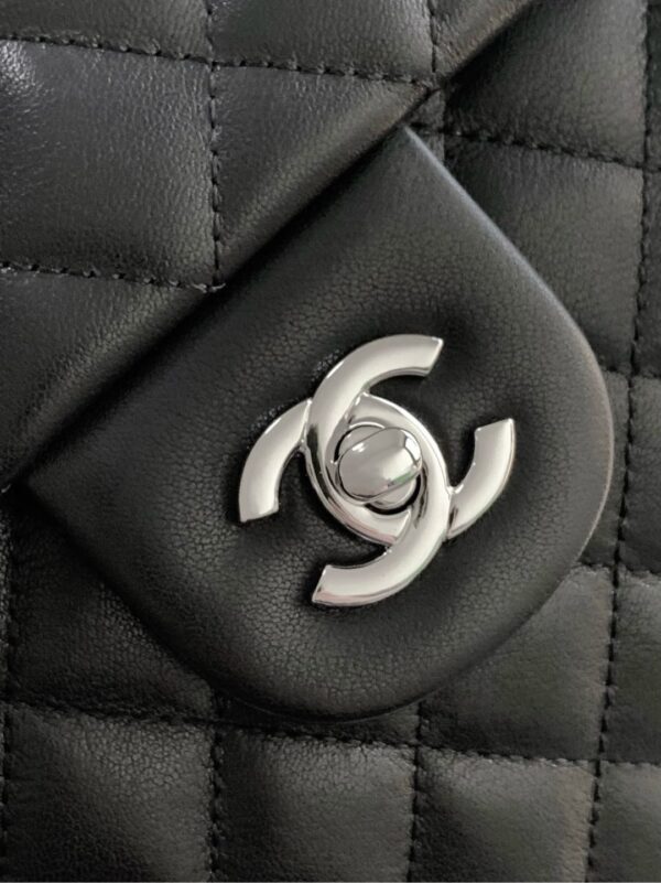 CHANEL CAMBON LARGE FLAP 25S 33 CM IN BLACK CALFSKIN WITH LOGO