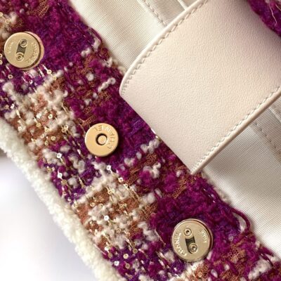 CHANEL 25S SHOPPING BAG 40 IN DARK PINK MIX WHITE TWEED
