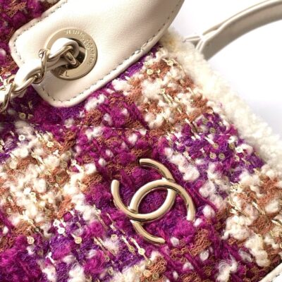 CHANEL 25S SHOPPING BAG 40 IN DARK PINK MIX WHITE TWEED