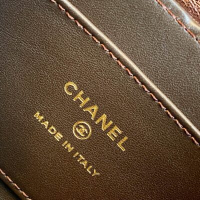 CHANEL 25S MINI KELLY BAG 13 IN BROWN METALLIC LAMBSKIN WITH GOLD HARDWARE