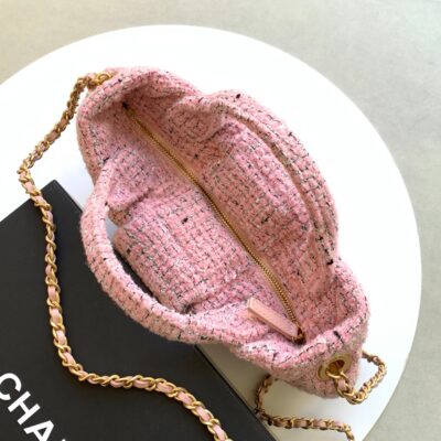 CHANEL 25S BOW BAG 26 IN PINK TWEED WITH GOLD HARDWARE