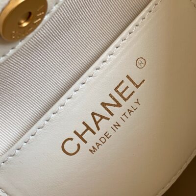 CHANEL 26S HAND BAG 32 IN IVORY WHITE LAMBSKIN GOLD HARDWARE