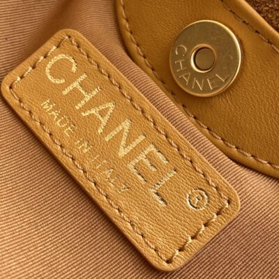 CHANEL 26S HAND BAG 12 IN CARAMEL BROWN SUEDE GOLD HARDWARE