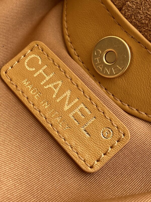 CHANEL 26S HAND BAG 12 IN CARAMEL BROWN SUEDE GOLD HARDWARE