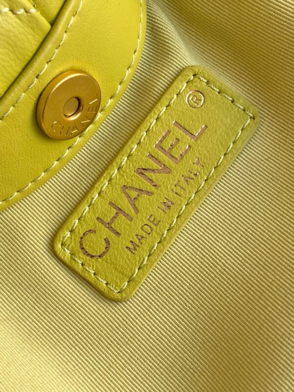 CHANEL 26S HAND BAG 12 IN LIME YELLOW LAMBSKIN GOLD HARDWARE