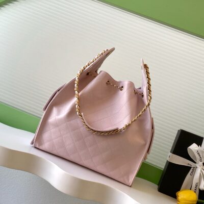 CHANEL 25S HOBO BAG 40 IN LIGHT PINK CAVIAR WITH GOLD HARDWARE