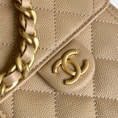 CHANEL 26S HOBO BAG 30 IN DARK BEIGE CAVIAR CALFSKIN GOLD HARDWARE