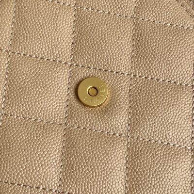 CHANEL 26S HOBO BAG 40 IN DARK BEIGE CAVIAR CALFSKIN GOLD HARDWARE