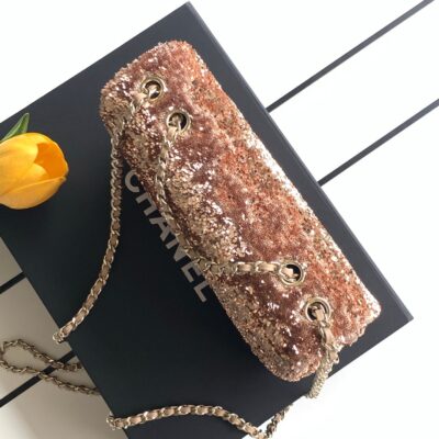 img_ecb71349_20260629_i1782706595305_3706_0_5_jpg CHANEL 26S SEQUINS FLAP BAG 21 IN BROWN TWEED AND CALFSKIN GOLD HARDWARE