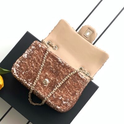 img_ecb71349_20260629_i1782706596504_213_0_6_jpg CHANEL 26S SEQUINS FLAP BAG 21 IN BROWN TWEED AND CALFSKIN GOLD HARDWARE