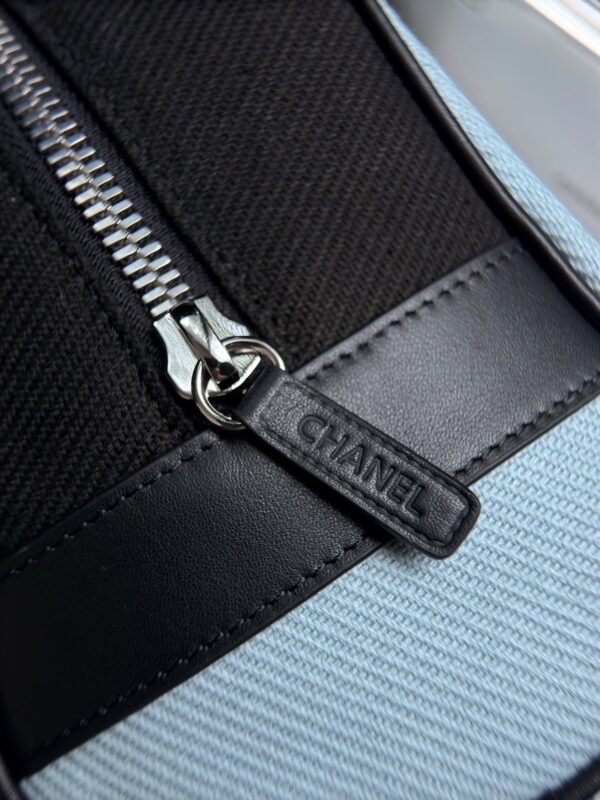 img_ecb71349_20260706_i1783317575898_9598_0_6_jpg CHANEL 26S LARGE ZIP POUCH BAG 29 IN LIGHT BLUE CANVAS AND CALFSKIN SILVER HARDWARE
