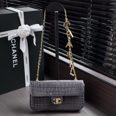 img_ecb71349_20260718_i1784332375380_8447_0_0_jpg CHANEL 26S WALLET ON CHAIN 22 IN CHARCOAL GRAY CROCODILE-EMBOSSED CALFSKIN GOLD HARDWARE