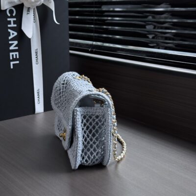 img_ecb71349_20260719_i1784414176451_5597_0_2_jpg CHANEL 26S SMALL CLASSIC FLAP BAG 21 IN LIGHT BLUE OPEN-WEAVE CROCHET GOLD HARDWARE