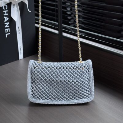 img_ecb71349_20260719_i1784414176465_185_0_1_jpg CHANEL 26S SMALL CLASSIC FLAP BAG 21 IN LIGHT BLUE OPEN-WEAVE CROCHET GOLD HARDWARE