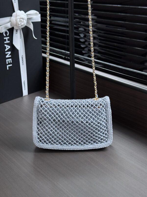 img_ecb71349_20260719_i1784414176465_185_0_1_jpg CHANEL 26S SMALL CLASSIC FLAP BAG 21 IN LIGHT BLUE OPEN-WEAVE CROCHET GOLD HARDWARE