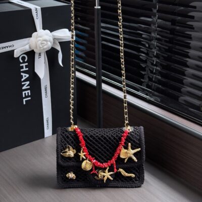 img_ecb71349_20260719_i1784414214482_8994_0_0_jpg CHANEL 26S SMALL FLAP BAG 21 IN BLACK MESH-WOVEN RAFFIA AND CALFSKIN GOLD HARDWARE