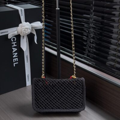 img_ecb71349_20260719_i1784414214540_9479_0_1_jpg CHANEL 26S SMALL FLAP BAG 21 IN BLACK MESH-WOVEN RAFFIA AND CALFSKIN GOLD HARDWARE