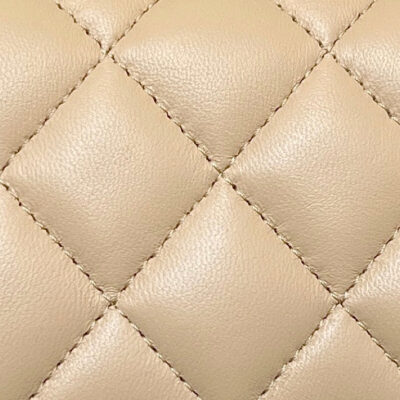 CHANEL 25S FLAP BAG 17 CM IN LIGHT BEIGE LAMBSKIN WITH GOLD HARDWARE
