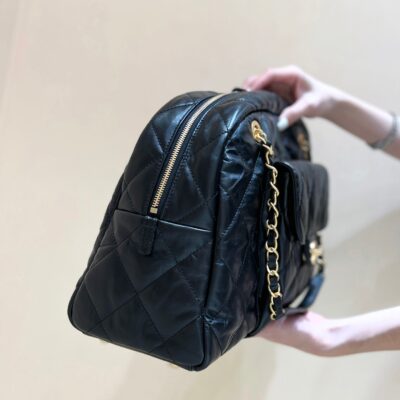 img_f3c7fd90_20240803_i1722679246_1681_6_jpg BOWLING BAG 44 IN BLACK SOFT LAMBSKIN GOLD HARDWARE