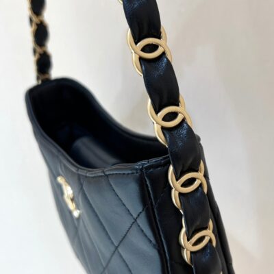 CHANEL HOBO 24 IN BLACK LAMBSKIN GOLD HARDWARE