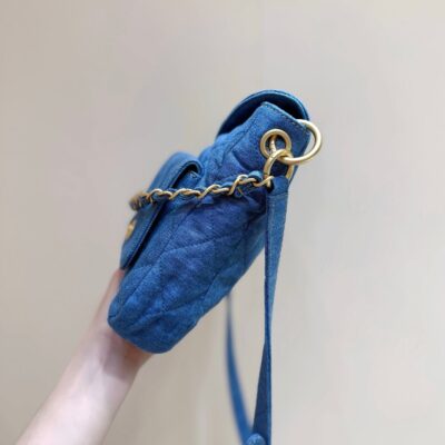 CHANEL 25S HOBO BAG 24 IN BLUE DENIM GOLD HARDWARE