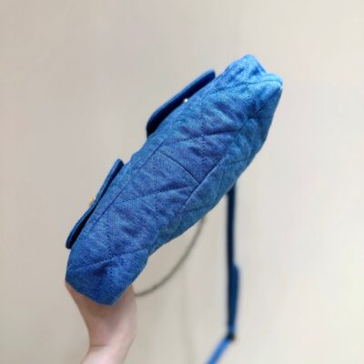 CHANEL 25S HOBO BAG 24 IN BLUE DENIM GOLD HARDWARE