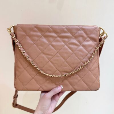img_f3c7fd90_20250401_i1743474089193_5558_0_5_jpg CHANEL 25S HIPPIE HOBO POSTMAN BAG 30 IN WARM TAUPE CALFSKIN GOLD HARDWARE