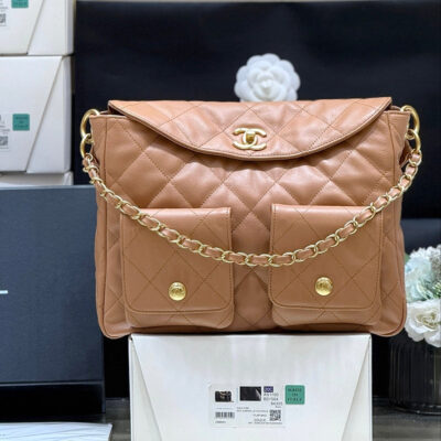 img_f3c7fd90_20250401_i1743474089193_5976_0_2_jpg CHANEL 25S HIPPIE HOBO POSTMAN BAG 30 IN WARM TAUPE CALFSKIN GOLD HARDWARE