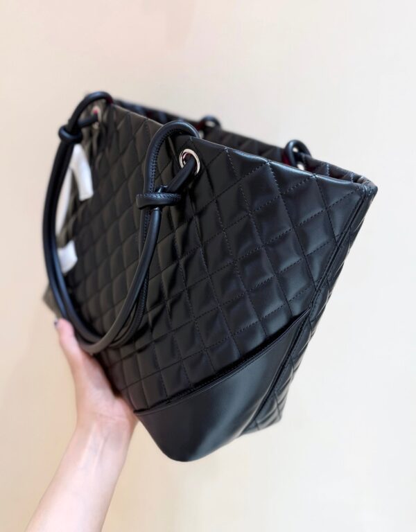 CHANEL 25S CAMBON LIGNE TOTE BAG 30 IN BLACK AND WHITE LAMBSKIN